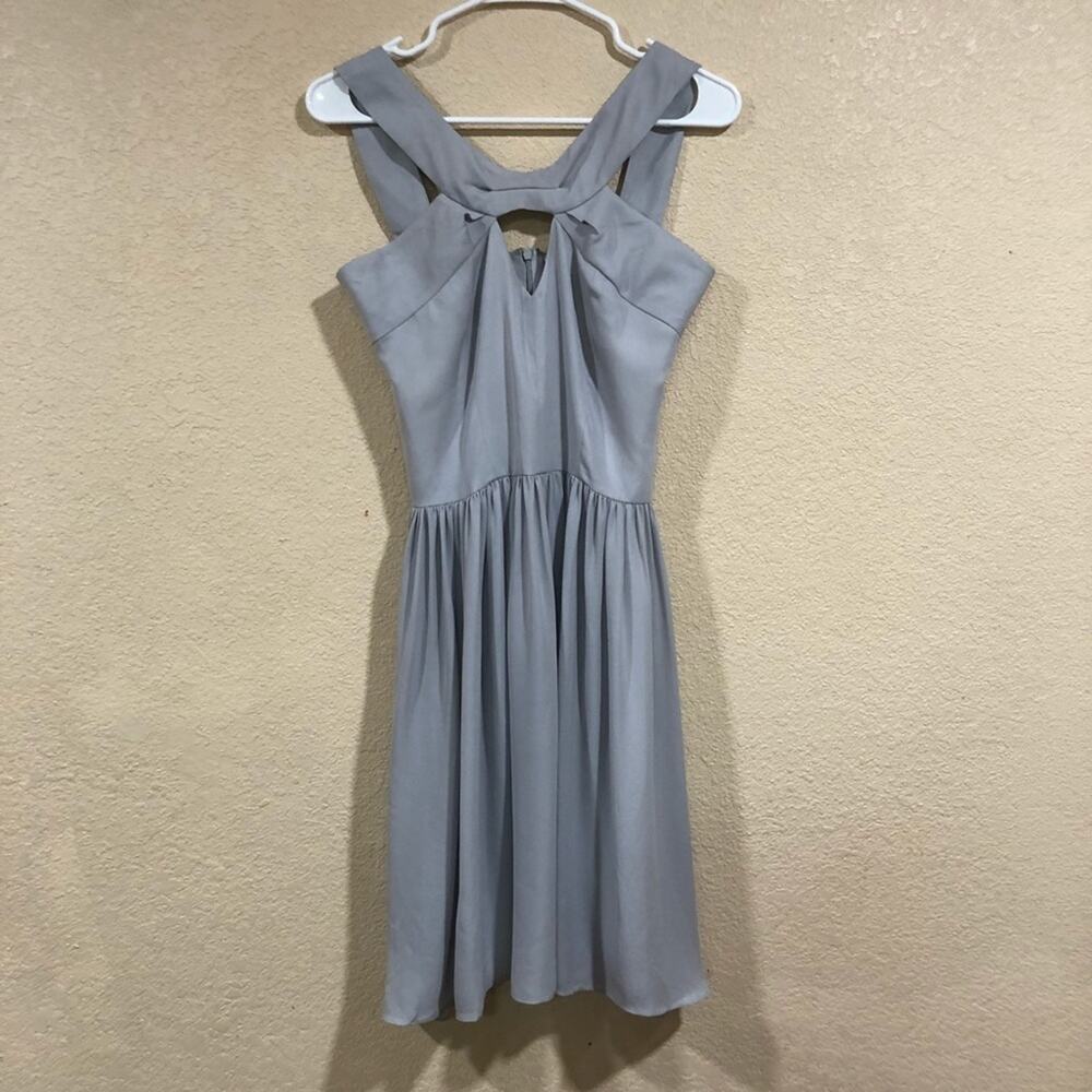 L’AGENCE Valleta gray fit and flare cutout halter mini dress NEW SAMPLE 2